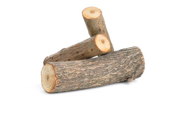 three willow logs isolated