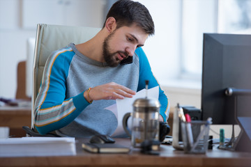 Businessman working in office