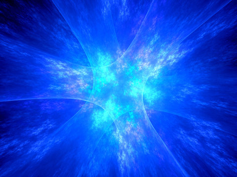 Blue glowing fantasy explosion in space