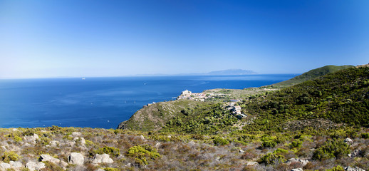 view of Capraia island in Tuscany
