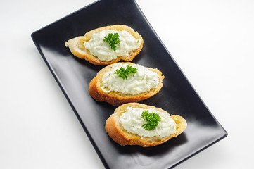 Bruschetta - an Italian appetizer dish on a plate