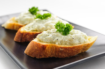 Bruschetta - an Italian appetizer dish on a plate