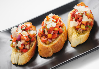 Bruschetta - an Italian appetizer dish on a plate