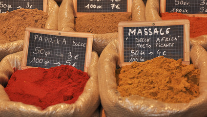 spices in juta sack in Italy