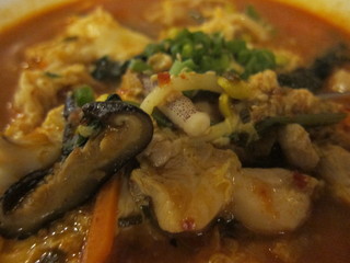 Spicy seafood  curry based laksa noodle soup