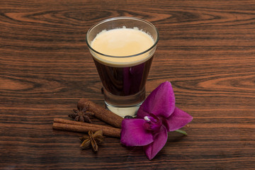 Espresso with orchid