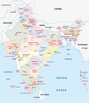 india administrative map 2015 including Telangana
