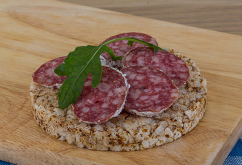 Crispbread with salami