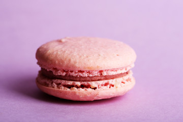 Gentle colorful macaroon on color background