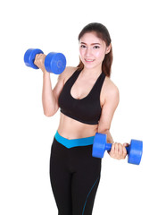 Fitness woman with dumbbell