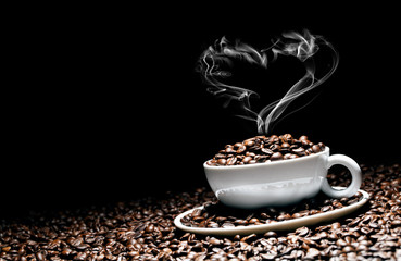 coffee shop cup with coffee beans morning breakfast