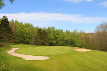 Sand bunkers on the golf course