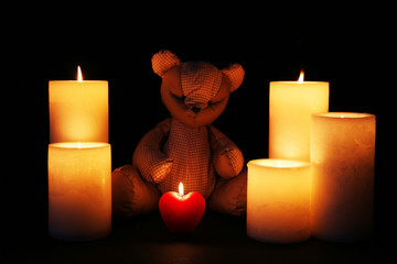 Romantic gift with candles, love concept