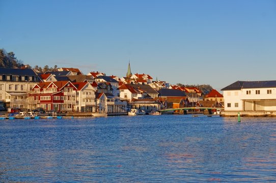 Norway port wooden houses buildings