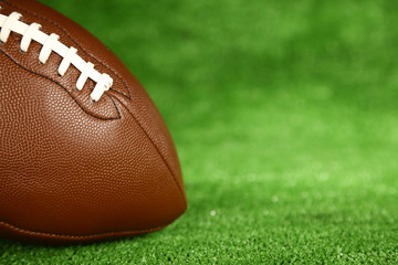 American football on field, close up