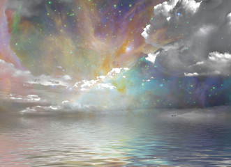 Obraz na płótnie Canvas Quiet Waters and Starry Sky