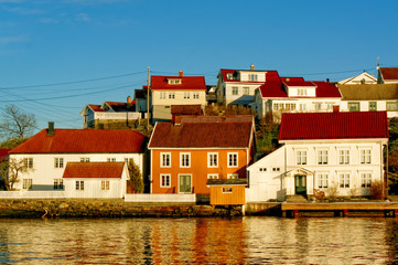 Obraz premium Colored and white houses port