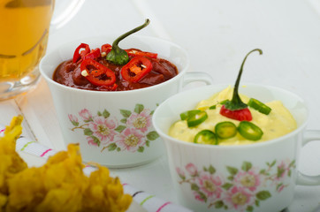 Onion bhajis, czech beer