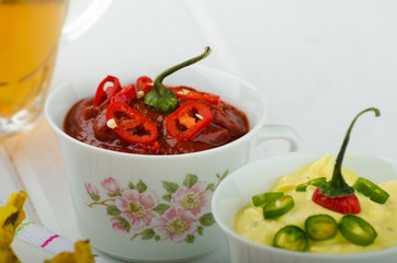 Onion bhajis, czech beer