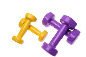 Two Pairs of dumbbells Isolated on white background