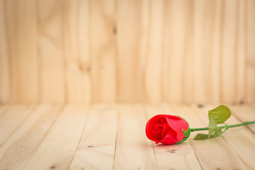 Rose on wooden floor