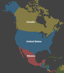 Highly detailed political north america map