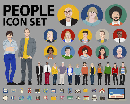 People Icon Set Social Media Vector Concept