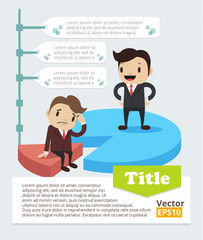 Concept of successful businessman. Vector flat banner