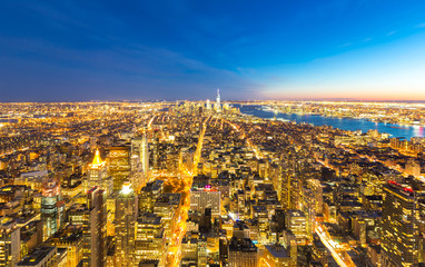 NYC Manhattan Downtown dusk