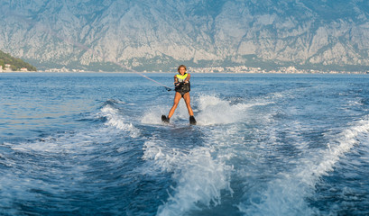 Fototapeta premium water skiing on a sea