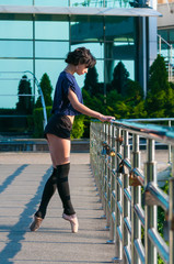 Ballerina dancing in casual clothes standing on tiptoes © bychykhin