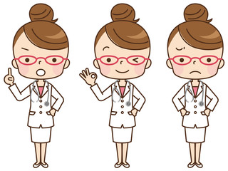女性　医師　表情　セット