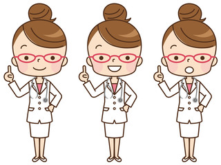 女性　医師　表情　セット