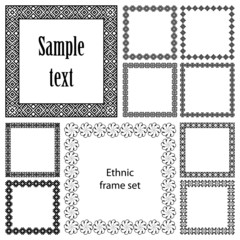 Collection set of ten square frames with ethnic borders