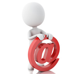 3d white people with email symbol. Isolated white