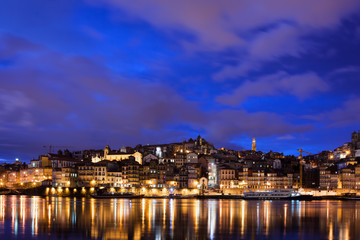 Fototapeta na wymiar City of Porto by Night in Portugal