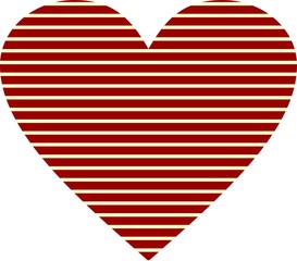 red heart with white stripes