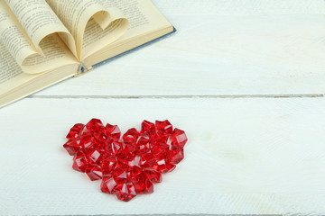 Heart made from book pages, love reading,