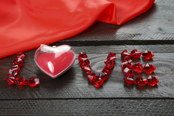 inscription of the word love with decorative stones and