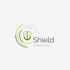 Thin line neat design logo, shield icon