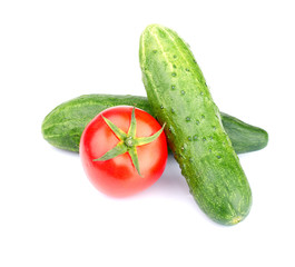 Ripe vegetables isolated on white background