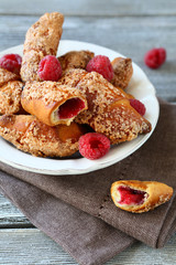 Croissants with raspberries