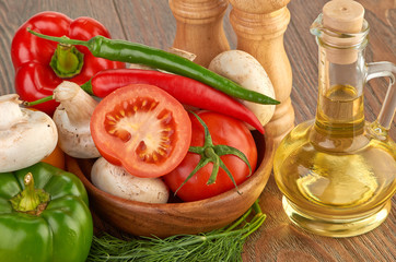 Fresh vegetables and mushrooms