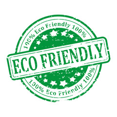 Damaged round green stamp with the word - eco friendly - vector