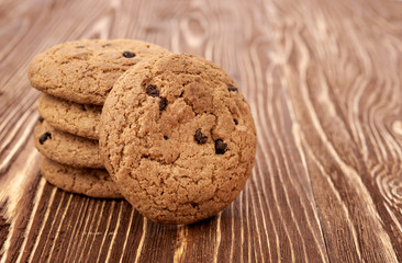 oat cookies on wooden table