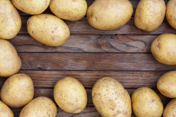 Potatoes from above.Space for text.