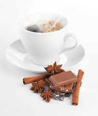 coffee with chocolate and dry breakfast
