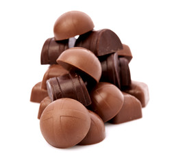 Dark chocolate on a white background