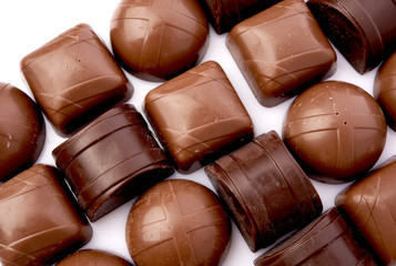 Dark chocolate on a white background