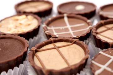 Dark chocolate on a white background